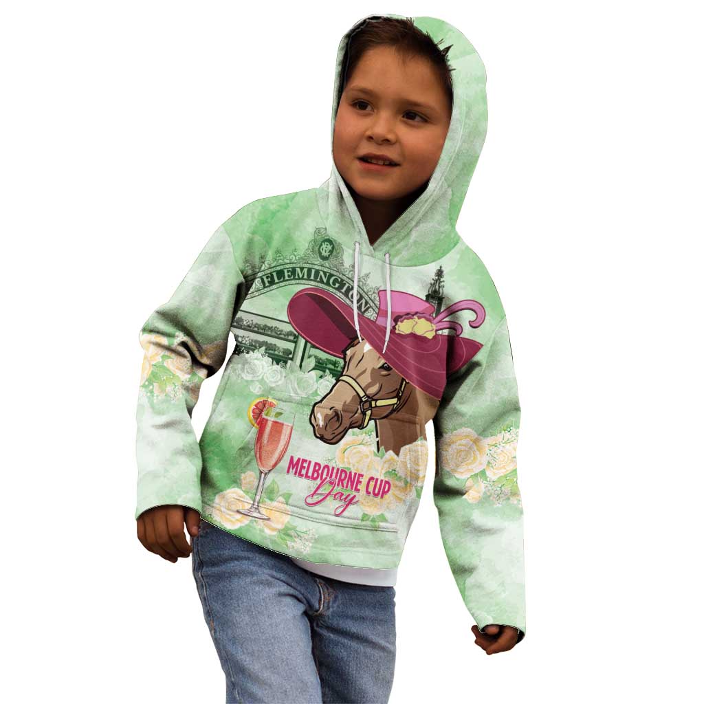Australia Cup Melbourne Horse Racing Kid Hoodie Hats Heels & Horseshoes Yellow Roses - Aussie Hoodie