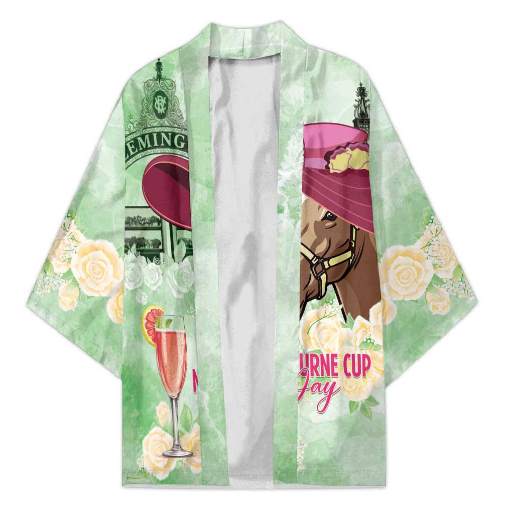 Australia Cup Melbourne Horse Racing Kimono Hats Heels & Horseshoes Yellow Roses - Aussie Hoodie