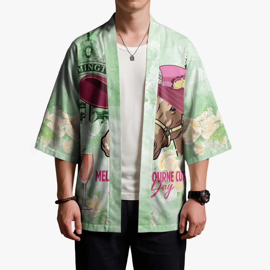 Australia Cup Melbourne Horse Racing Kimono Hats Heels & Horseshoes Yellow Roses - Aussie Hoodie