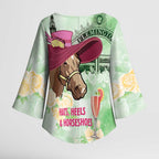 Australia Cup Melbourne Horse Racing Kimono Sleeve Blouse Hats Heels & Horseshoes Yellow Roses - Aussie Hoodie