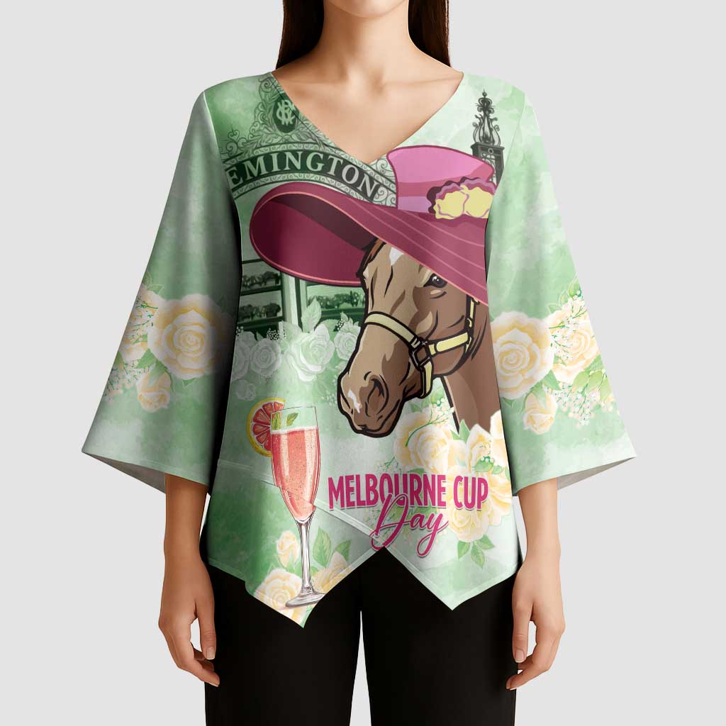 Australia Cup Melbourne Horse Racing Kimono Sleeve Blouse Hats Heels & Horseshoes Yellow Roses - Aussie Hoodie