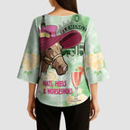 Australia Cup Melbourne Horse Racing Kimono Sleeve Blouse Hats Heels & Horseshoes Yellow Roses - Aussie Hoodie