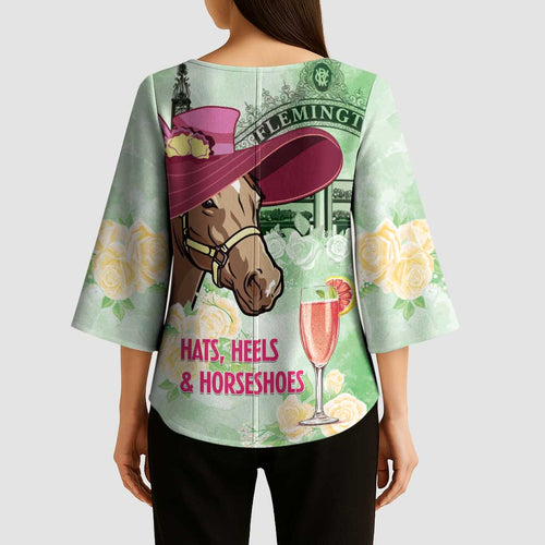 Australia Cup Melbourne Horse Racing Kimono Sleeve Blouse Hats Heels & Horseshoes Yellow Roses - Aussie Hoodie
