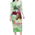 Australia Cup Melbourne Horse Racing Long Sleeve Bodycon Dress Hats Heels & Horseshoes Yellow Roses - Aussie Hoodie