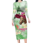 Australia Cup Melbourne Horse Racing Long Sleeve Bodycon Dress Hats Heels & Horseshoes Yellow Roses - Aussie Hoodie