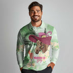Australia Cup Melbourne Horse Racing Long Sleeve Polo Shirt Hats Heels & Horseshoes Yellow Roses - Aussie Hoodie