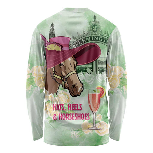 Australia Cup Melbourne Horse Racing Long Sleeve Shirt Hats Heels & Horseshoes Yellow Roses - Aussie Hoodie