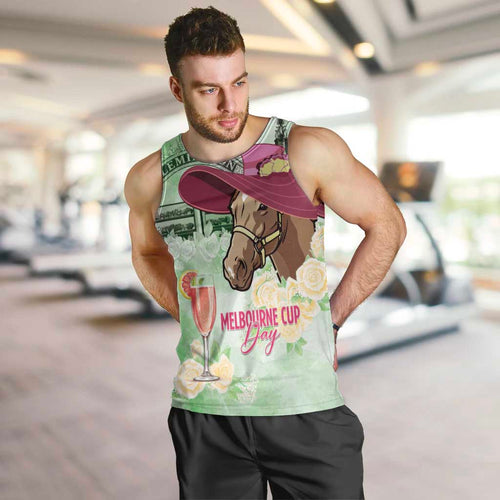 Australia Cup Melbourne Horse Racing Men Tank Top Hats Heels & Horseshoes Yellow Roses - Aussie Hoodie