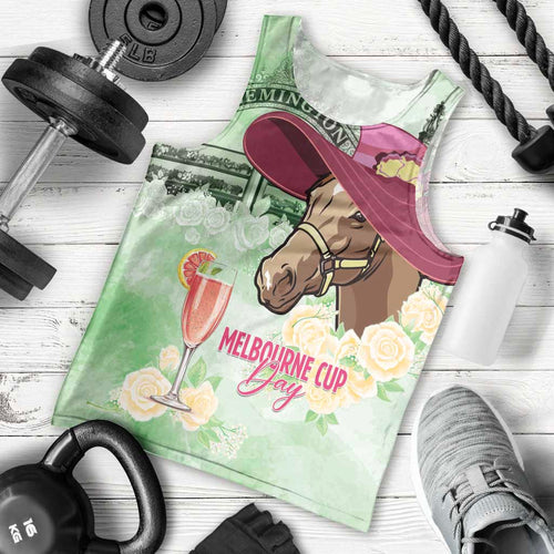 Australia Cup Melbourne Horse Racing Men Tank Top Hats Heels & Horseshoes Yellow Roses - Aussie Hoodie