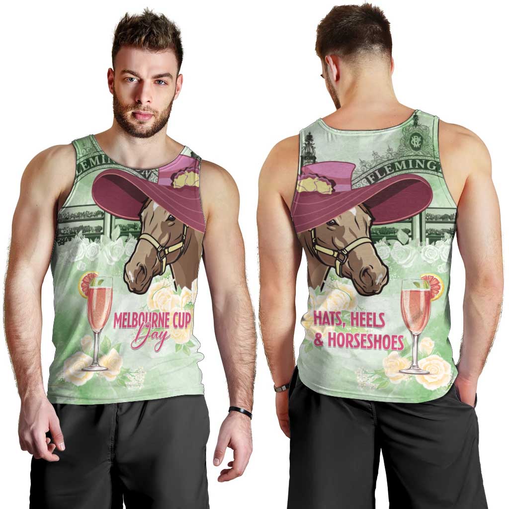 Australia Cup Melbourne Horse Racing Men Tank Top Hats Heels & Horseshoes Yellow Roses - Aussie Hoodie
