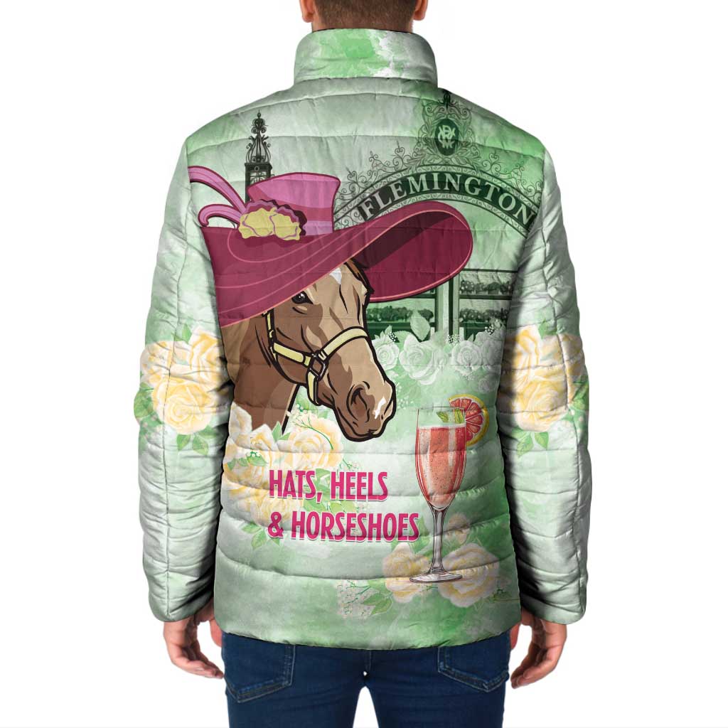 Australia Cup Melbourne Horse Racing Padded Jacket Hats Heels & Horseshoes Yellow Roses - Aussie Hoodie