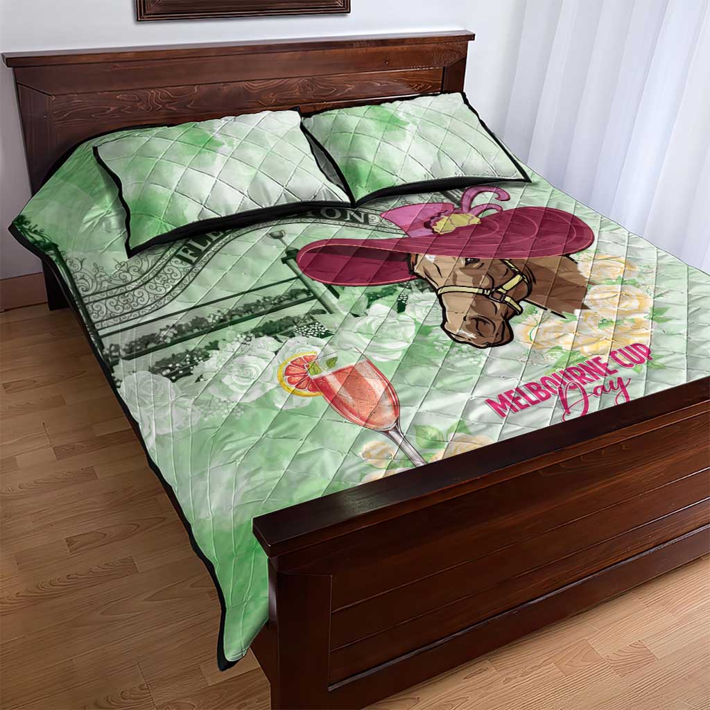 Australia Cup Melbourne Horse Racing Quilt Bed Set Hats Heels & Horseshoes Yellow Roses - Aussie Hoodie