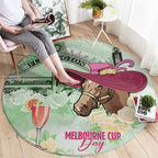 Australia Cup Melbourne Horse Racing Round Carpet Hats Heels & Horseshoes Yellow Roses - Aussie Hoodie