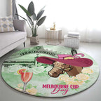 Australia Cup Melbourne Horse Racing Round Carpet Hats Heels & Horseshoes Yellow Roses - Aussie Hoodie