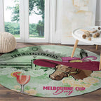 Australia Cup Melbourne Horse Racing Round Carpet Hats Heels & Horseshoes Yellow Roses - Aussie Hoodie