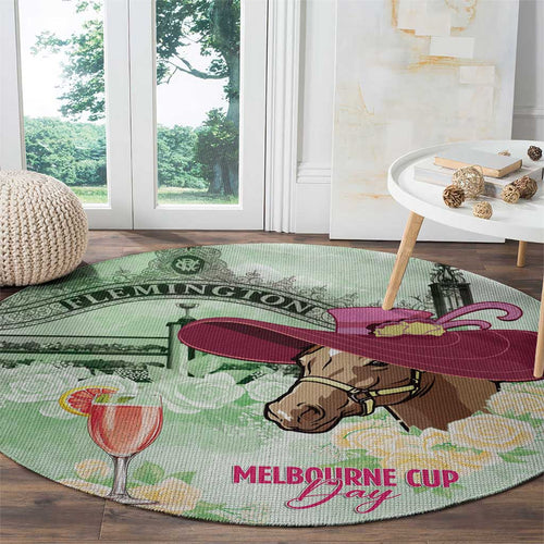 Australia Cup Melbourne Horse Racing Round Carpet Hats Heels & Horseshoes Yellow Roses - Aussie Hoodie