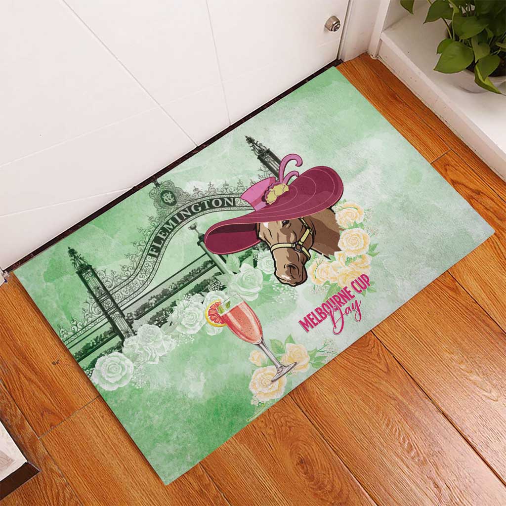 Australia Cup Melbourne Horse Racing Rubber Doormat Hats Heels & Horseshoes Yellow Roses - Aussie Hoodie