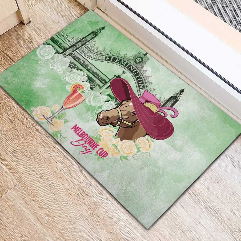 Australia Cup Melbourne Horse Racing Rubber Doormat Hats Heels & Horseshoes Yellow Roses - Aussie Hoodie