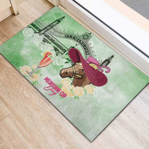 Australia Cup Melbourne Horse Racing Rubber Doormat Hats Heels & Horseshoes Yellow Roses - Aussie Hoodie
