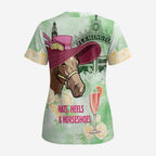 Australia Cup Melbourne Horse Racing Scrub Top Hats Heels & Horseshoes Yellow Roses - Aussie Hoodie