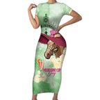 Australia Cup Melbourne Horse Racing Short Sleeve Bodycon Dress Hats Heels & Horseshoes Yellow Roses - Aussie Hoodie
