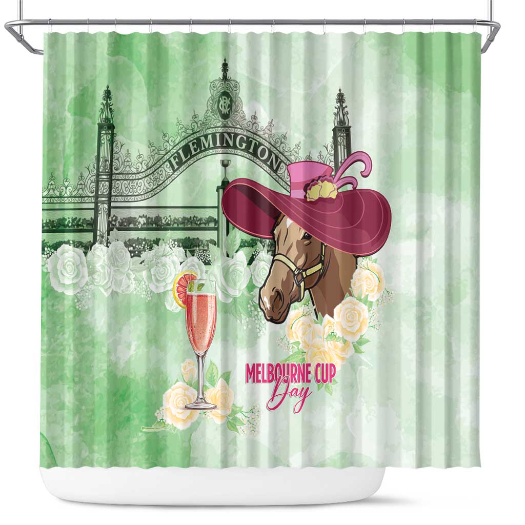 Australia Cup Melbourne Horse Racing Shower Curtain Hats Heels & Horseshoes Yellow Roses - Aussie Hoodie