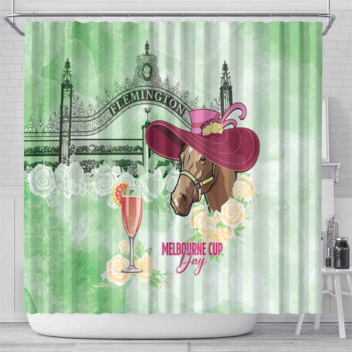Australia Cup Melbourne Horse Racing Shower Curtain Hats Heels & Horseshoes Yellow Roses - Aussie Hoodie