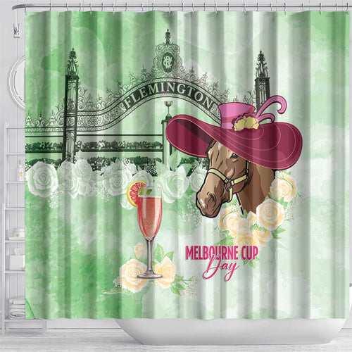 Australia Cup Melbourne Horse Racing Shower Curtain Hats Heels & Horseshoes Yellow Roses - Aussie Hoodie