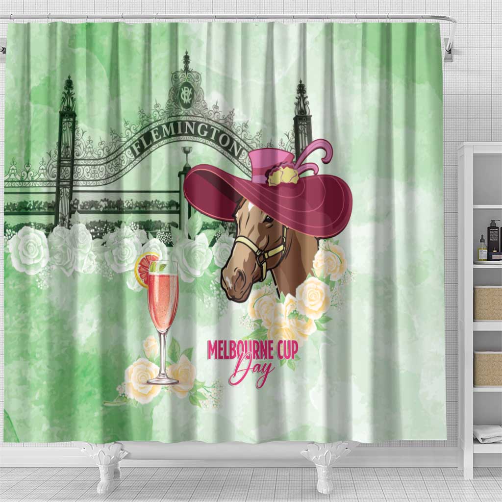 Australia Cup Melbourne Horse Racing Shower Curtain Hats Heels & Horseshoes Yellow Roses - Aussie Hoodie
