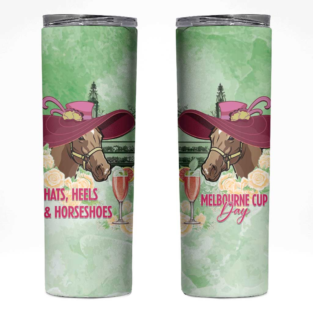 Australia Cup Melbourne Horse Racing Skinny Tumbler Hats Heels & Horseshoes Yellow Roses - Aussie Hoodie