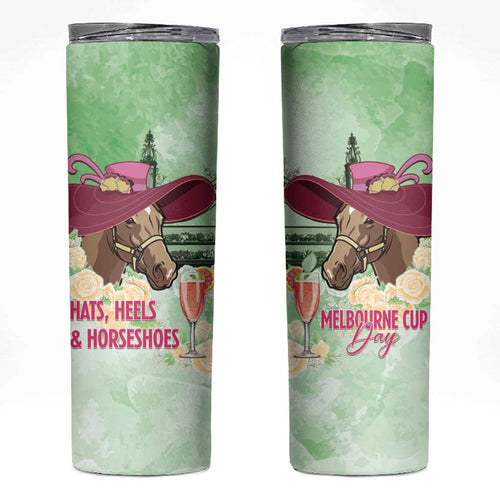Australia Cup Melbourne Horse Racing Skinny Tumbler Hats Heels & Horseshoes Yellow Roses - Aussie Hoodie