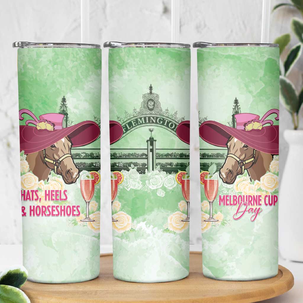 Australia Cup Melbourne Horse Racing Skinny Tumbler Hats Heels & Horseshoes Yellow Roses - Aussie Hoodie