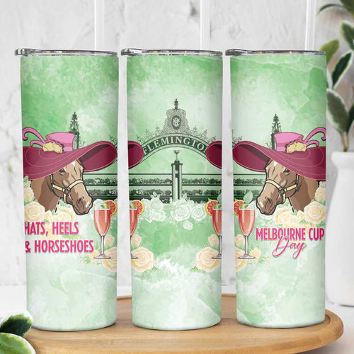 Australia Cup Melbourne Horse Racing Skinny Tumbler Hats Heels & Horseshoes Yellow Roses - Aussie Hoodie