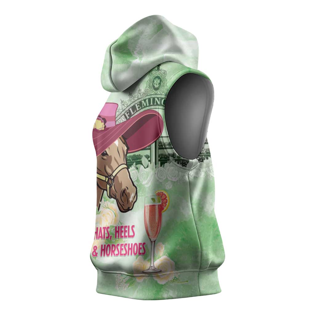 Australia Cup Melbourne Horse Racing Sleeveless Hoodie Hats Heels & Horseshoes Yellow Roses - Aussie Hoodie