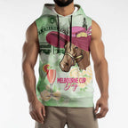 Australia Cup Melbourne Horse Racing Sleeveless Hoodie Hats Heels & Horseshoes Yellow Roses - Aussie Hoodie