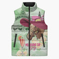 Australia Cup Melbourne Horse Racing Sleeveless Puffer Jacket Hats Heels & Horseshoes Yellow Roses - Aussie Hoodie