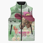 Australia Cup Melbourne Horse Racing Sleeveless Puffer Jacket Hats Heels & Horseshoes Yellow Roses - Aussie Hoodie