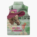 Australia Cup Melbourne Horse Racing Sleeveless Puffer Jacket Hats Heels & Horseshoes Yellow Roses - Aussie Hoodie