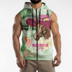 Australia Cup Melbourne Horse Racing Sleeveless Zip Hoodie Hats Heels & Horseshoes Yellow Roses LT14