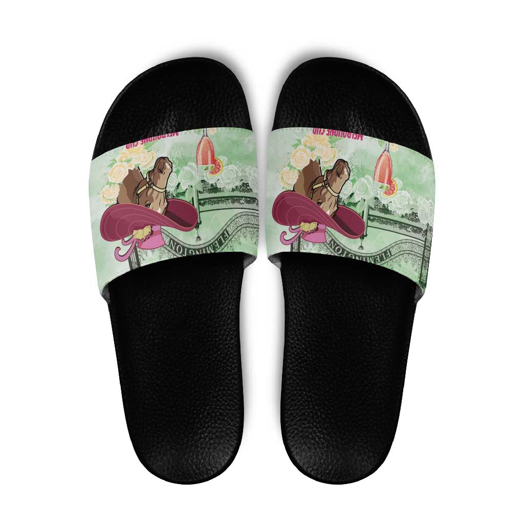 Australia Cup Melbourne Horse Racing Slide Sandals Hats Heels & Horseshoes Yellow Roses - Aussie Hoodie