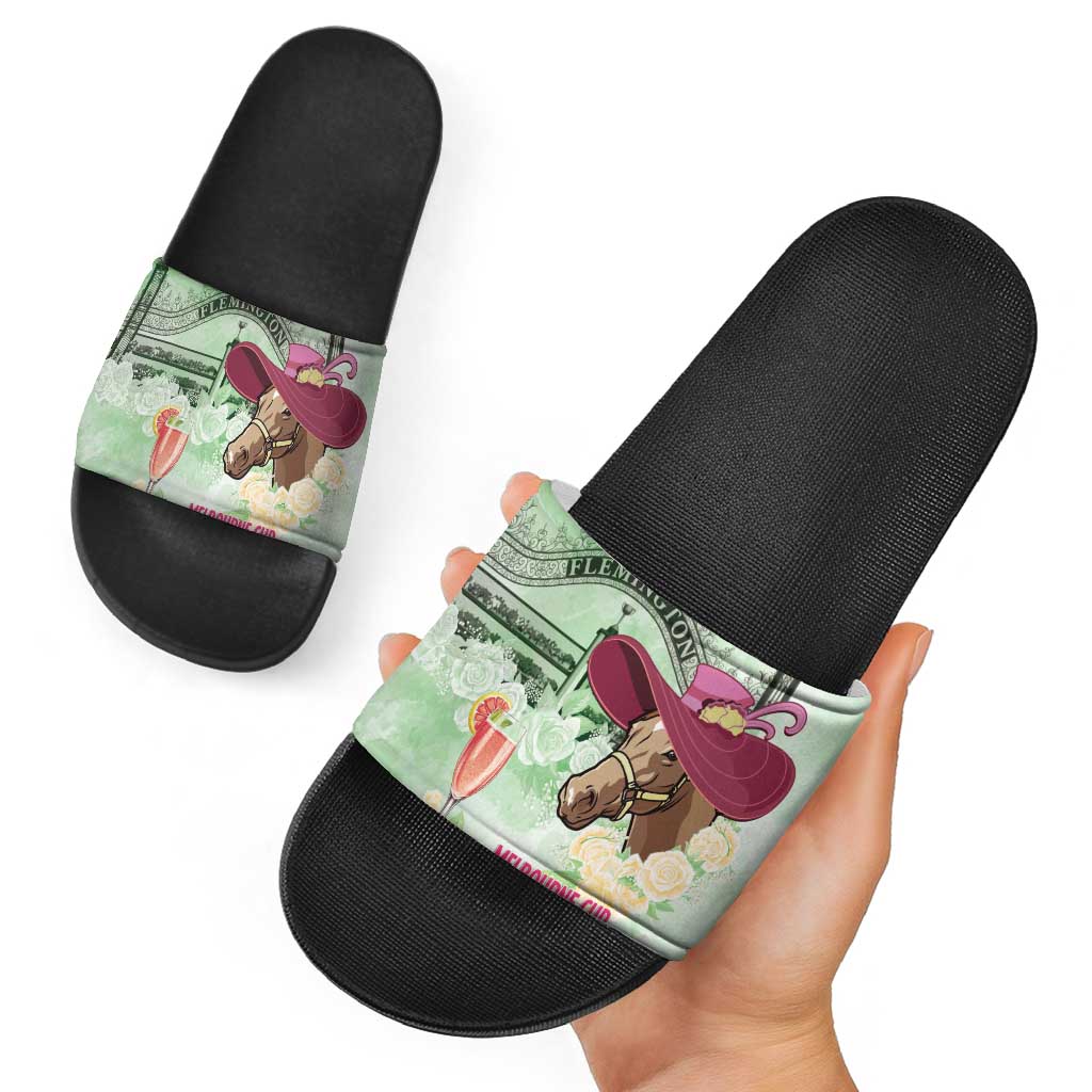 Australia Cup Melbourne Horse Racing Slide Sandals Hats Heels & Horseshoes Yellow Roses - Aussie Hoodie