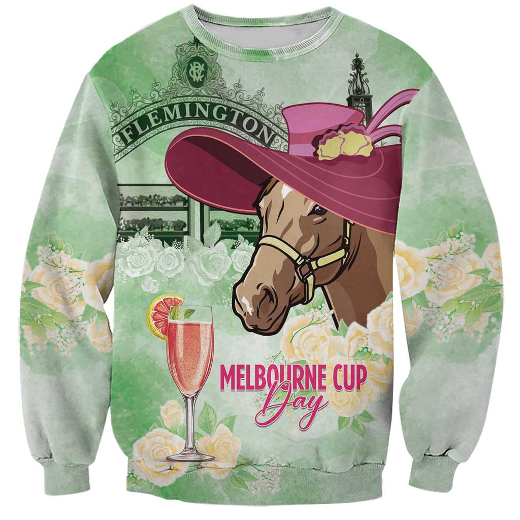 Australia Cup Melbourne Horse Racing Sweatshirt Hats Heels & Horseshoes Yellow Roses - Aussie Hoodie