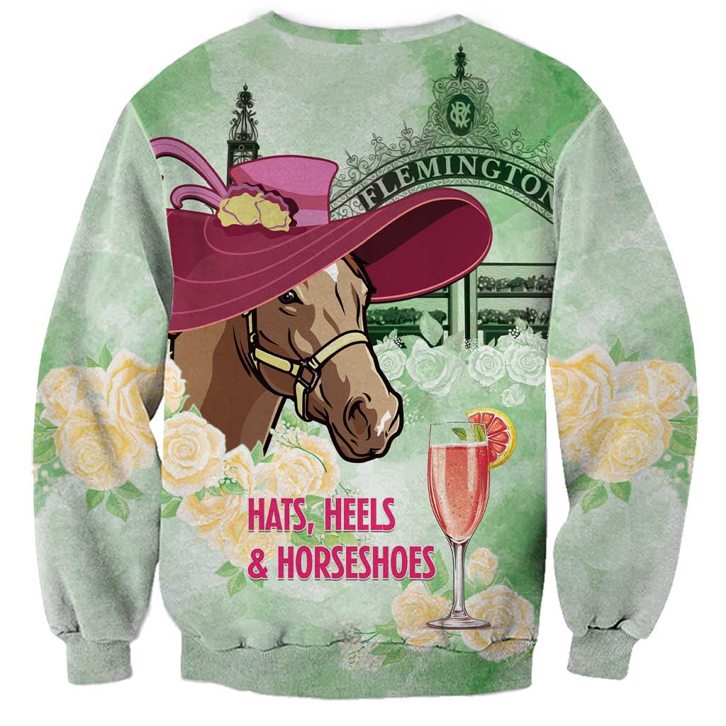 Australia Cup Melbourne Horse Racing Sweatshirt Hats Heels & Horseshoes Yellow Roses - Aussie Hoodie
