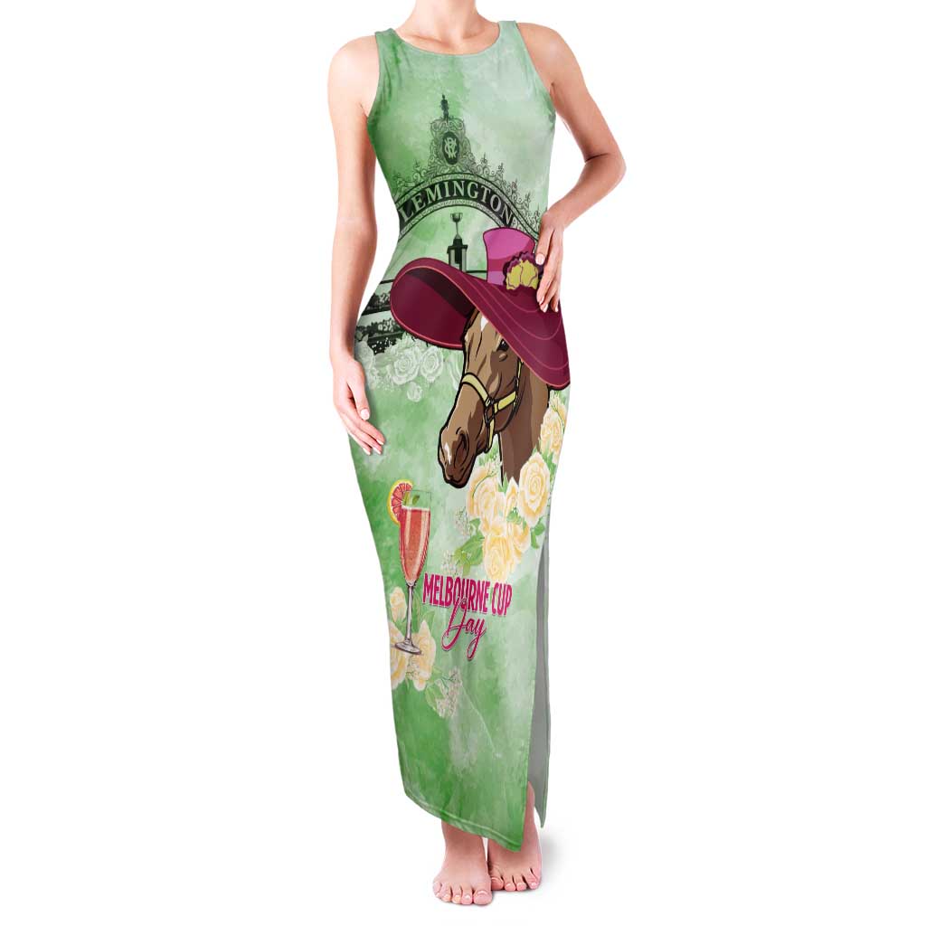 Australia Cup Melbourne Horse Racing Tank Maxi Dress Hats Heels & Horseshoes Yellow Roses - Aussie Hoodie