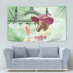 Australia Cup Melbourne Horse Racing Tapestry Hats Heels & Horseshoes Yellow Roses - Aussie Hoodie