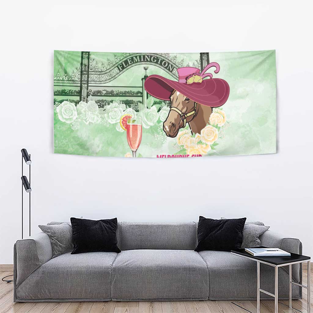 Australia Cup Melbourne Horse Racing Tapestry Hats Heels & Horseshoes Yellow Roses - Aussie Hoodie