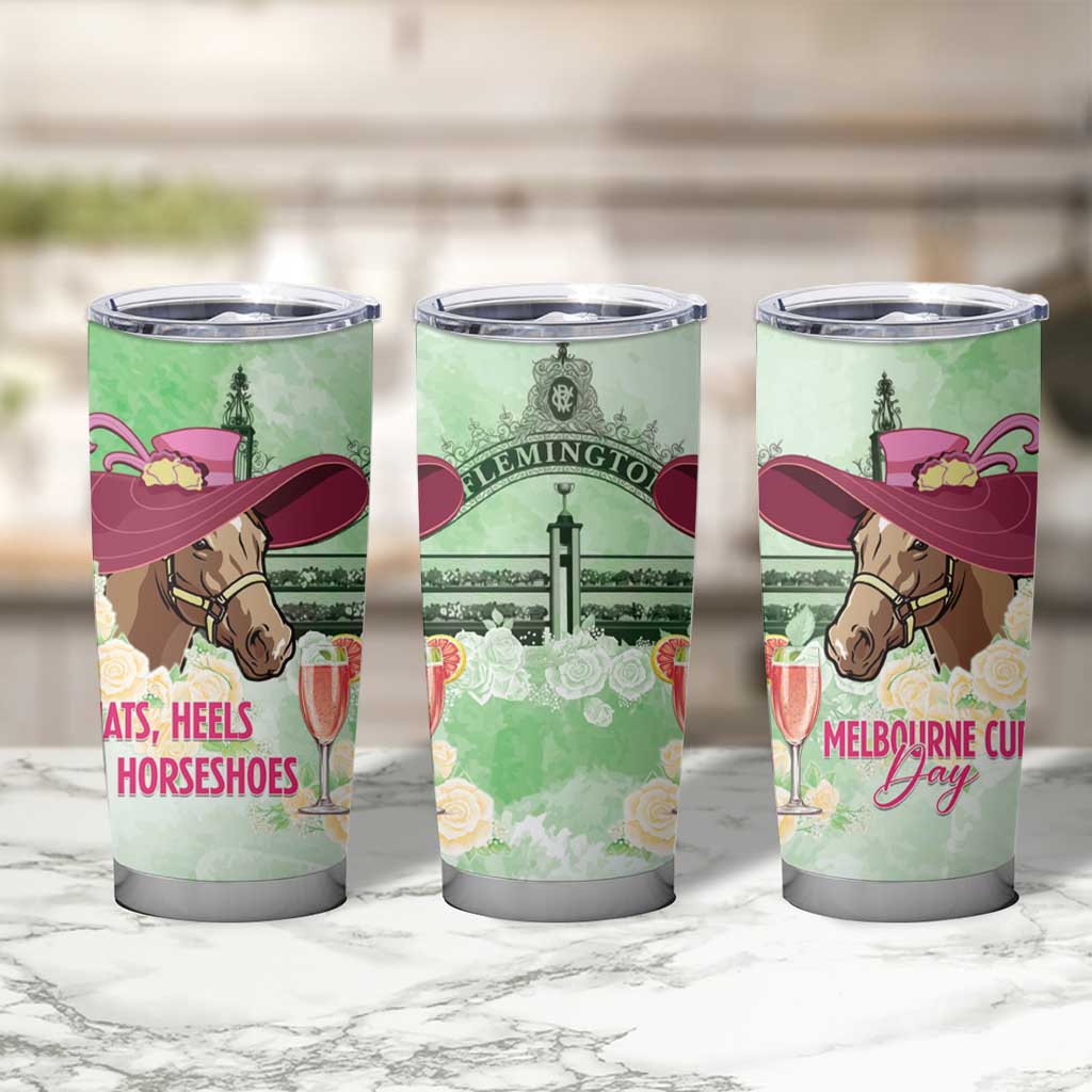 Australia Cup Melbourne Horse Racing Tumbler Cup Hats Heels & Horseshoes Yellow Roses - Aussie Hoodie