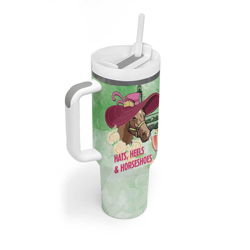 Australia Cup Melbourne Horse Racing Tumbler With Handle Hats Heels & Horseshoes Yellow Roses - Aussie Hoodie