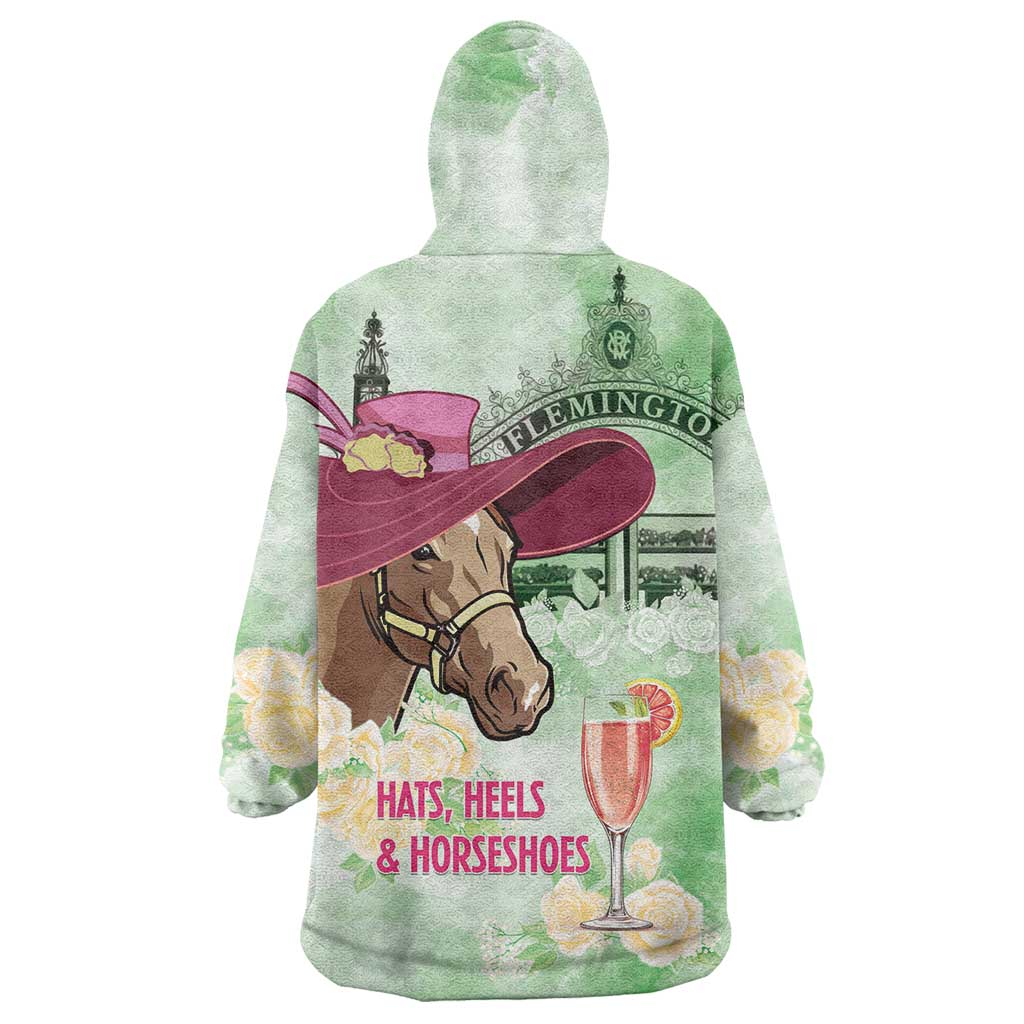 Australia Cup Melbourne Horse Racing Wearable Blanket Hoodie Hats Heels & Horseshoes Yellow Roses - Aussie Hoodie