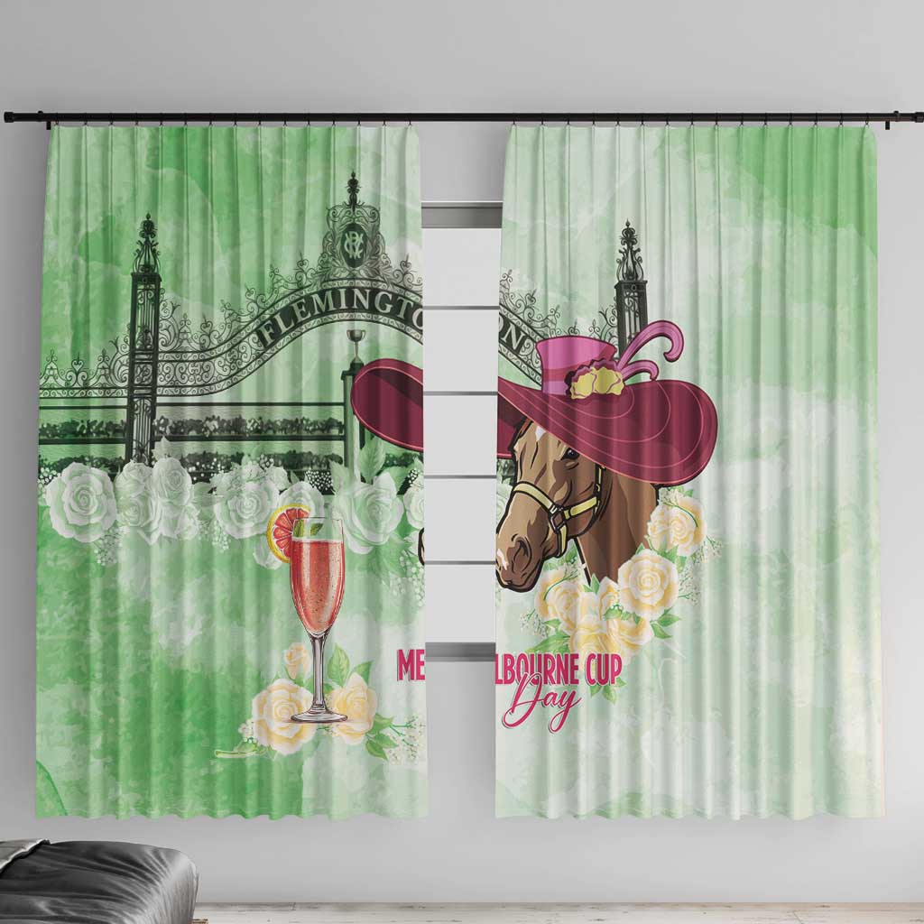 Australia Cup Melbourne Horse Racing Window Curtain Hats Heels & Horseshoes Yellow Roses - Aussie Hoodie